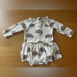 Spearmint Cream and Brown Baby Girl Rainbow Skirted Onesie 3-6 Months